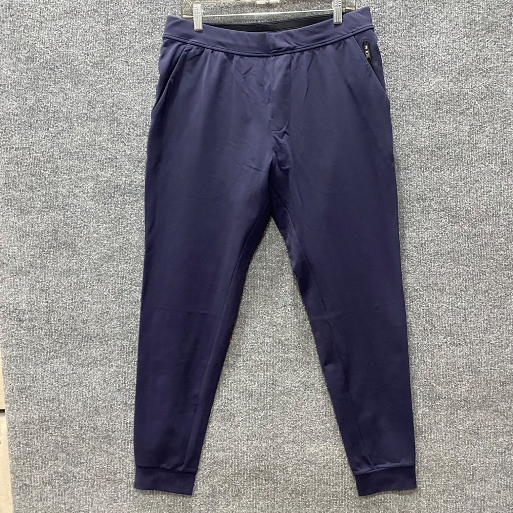 Pact Mens Knit Jogger Pants Size L Navy Blue Cuffed Elastic Waist Zip Pocket